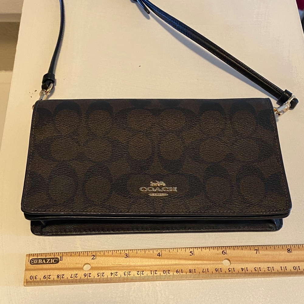 Coach Signature Black and Brown Crossbody Bag